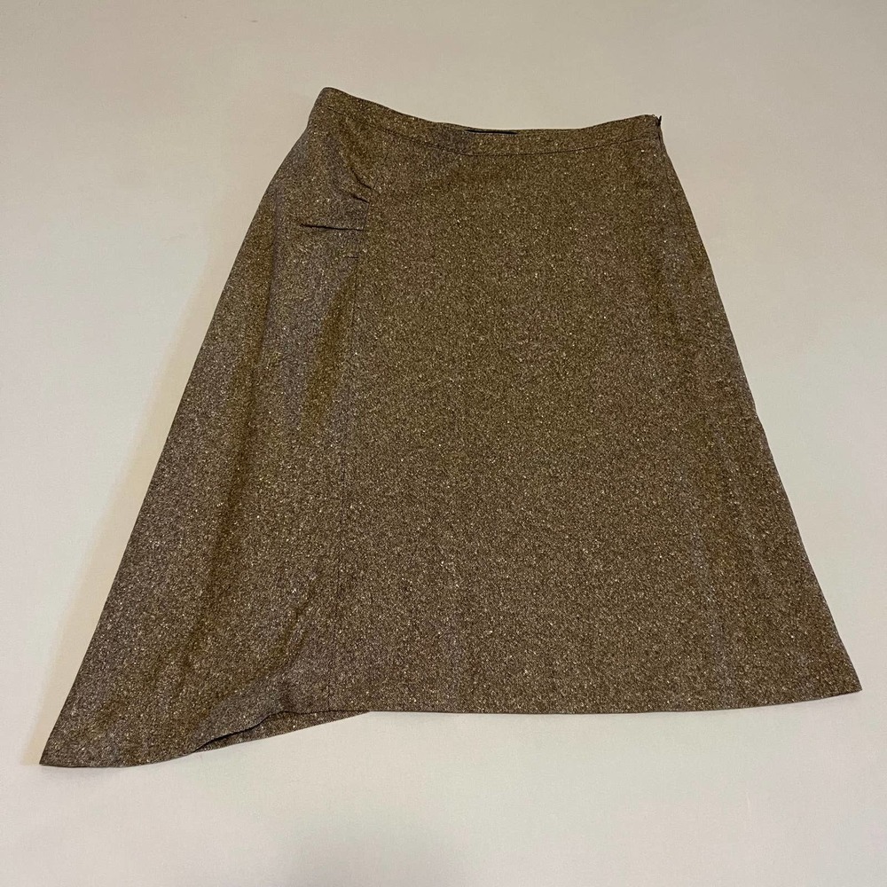 Banana Republic Brown tweed angled A-line skirt 8